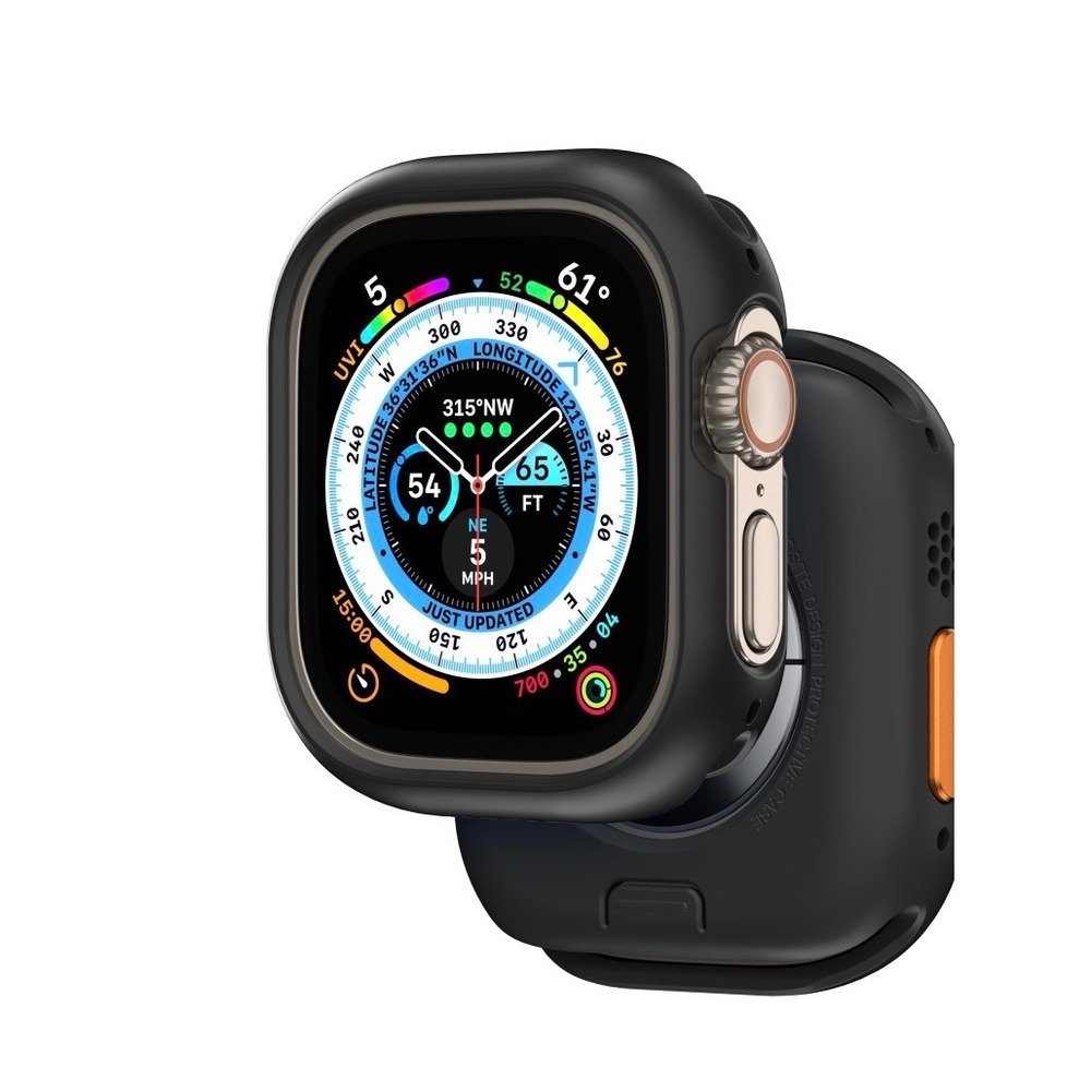 Mageasy Skin Apple Watch Protective Case 49mm Black TPU Shockproof Ultra Ultra 2